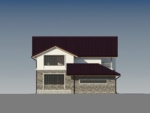 Проект двухэтажного коттеджа с кирпичным фасадом и просторной террасой