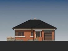 Проект небольшого особняка с кирпичным фасадом, со встроенным гаражом и сауной