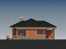 Проект небольшого особняка с кирпичным фасадом, со встроенным гаражом и сауной