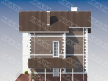 Проект трёхэтажного кирпичного дома с беседкой
