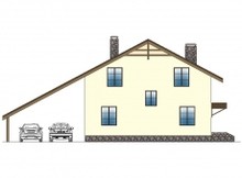 Проект дома с мансардой и навесом для 2-х авто