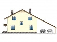 Проект дома с мансардой и навесом для 2-х авто