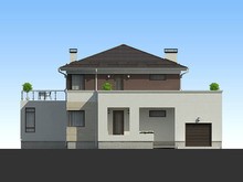 Красивый проект жилого дома с гаражом для 1 авто и удобной террасой