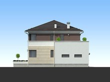 Красивый проект жилого дома с гаражом для 1 авто и удобной террасой