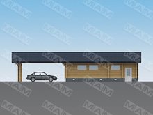 Проект большого удобного гаража с деревянным фасадом