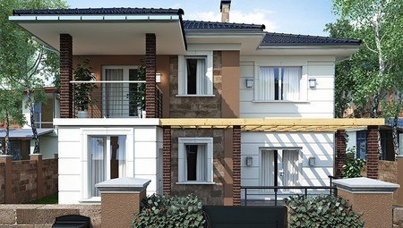 Красивый проект коттеджа с террасой и балконом площадью 200 m²