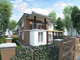 Красивый проект коттеджа с террасой и балконом площадью 200 m²