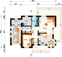 Проект коттеджа площадью более 150 m² с угловым эркером