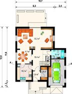 Проект дома с мансардой и гаражом на одну машину