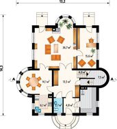 Двухэтажный особняк с невероятными эркерами и просторной гостиной