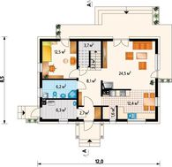 Проект интересного коттеджа с балконом и террасой