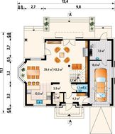 Проект оригинального особняка с мансардой