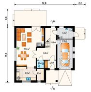 Архитектурный проект симпатичного дома с крыльцом и открытой террасой