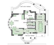 Архитектурный проект загородного коттеджа с изящными балконами