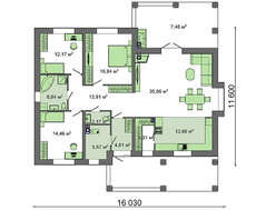 Симпатичный загородный коттедж в один этаж с роскошным дизайном