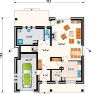 Стильный загородный коттедж с мансардой и большими комнатами