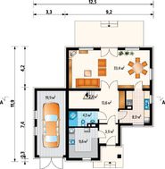 Архитектурный проект коттеджа 170 m² с мансардой и гаражом на 1 машину