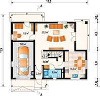 Архитектурный проект коттеджа более 200 m² с мансардой и гаражом на 1 машину