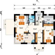 Проект уютного коттеджа с балкончиком над крыльцом
