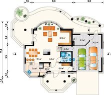 Компактная мансардная усадьба с пристроенным гаражом