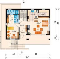 Проект дома с гаражом на две машины в цокольном этаже