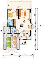 Дом с многоскатной крышей и гаражом на 2 машины