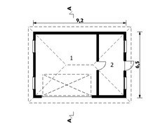 Проект гаража на 1 автомобиль с многоскатной крышей