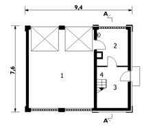 Проект одноэтажного здания с гаражом на 2 авто
