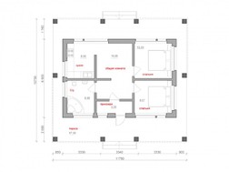 Проект одноэтажного современного коттеджа с 2-я спальнями