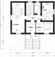 Приятный классический проект кирпичного дома с большим балконом над крыльцом