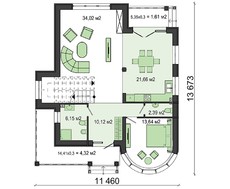 Проект коттеджа с огромным панорамным окном в спальне