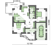 Проект небольшого особняка с кирпичным фасадом, со встроенным гаражом и сауной