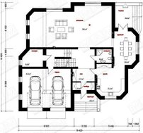 Проект виллы в классическом стиле с цокольным этажом и гаражом на две машины