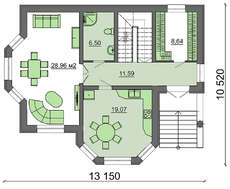 Броский проект особняка с цокольным этажом