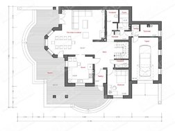 Коттедж с мансардой и гаражом на одну машину