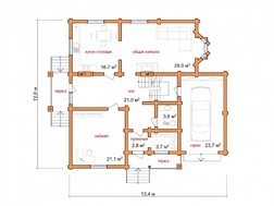 Проект большого загородного коттеджа из бруса с мансардой и гаражом