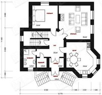 Проект трёхэтажного кирпичного дома с беседкой