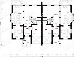 Интересный проект просторного загородного дома на две семьи с гаражами