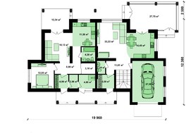 Проект удобного коттеджа с гаражом для двух семей