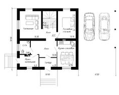 Проект дома с мансардой и навесом для 2-х авто