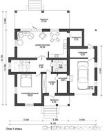 Проект 2-х этажного коттеджа с оригинальной крышей и кирпичным фасадом