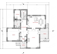 Красивый проект простого дома в классическом стиле с гаражом для 1 авто