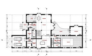 Красивый проект большого загородного жилого особняка с гаражом для 2 авто и бассейном