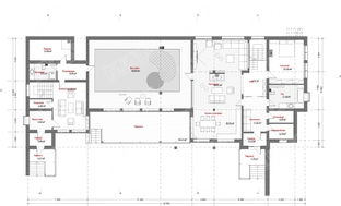 Красивый проект жилого загородного дома с бассейном внутри
