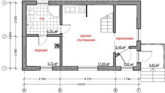 Проект небольшого гостевого дома с баней и жилой комнатой на втором этаже