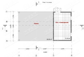 Проект хоз.помещения с навесом для двух авто