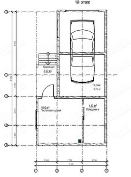 Архитектурный проект гаража с маленькой сторожкой