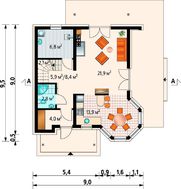 Проект небольшой загородной усадьбы с красивым эркером