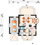 Небольшой уютный коттедж с угловым эркером