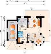 Небольшой загородный домик с двухскатной кровлей